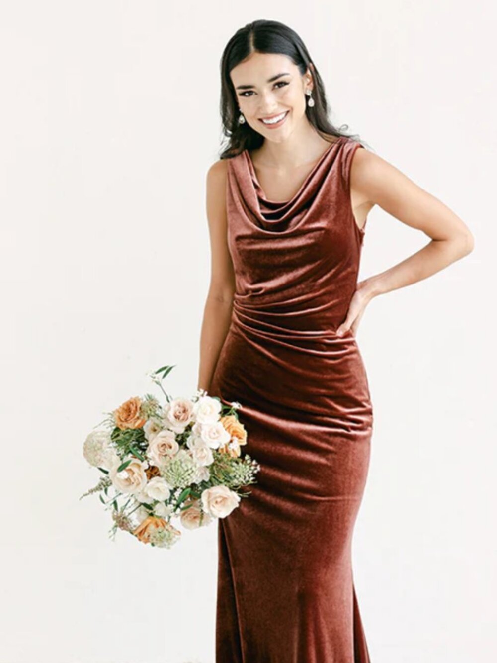Revelry Faith Terracotta Velvet Bridesmaid Dress Size 10